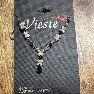 Vieste Black and Silver Crystal Necklace